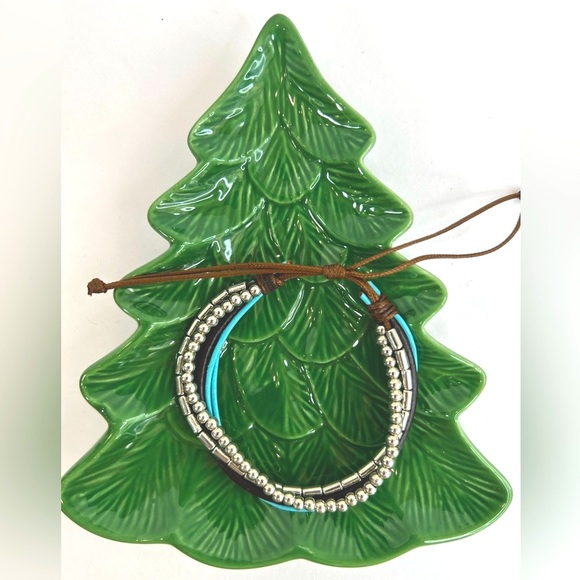 Bracelet, adjustable brown silver turquoise - Picture 2 of 2